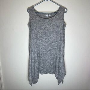 NY&C Gray Cold Shoulder Long Sleeve Tunic Top w/Shark Bite Hem